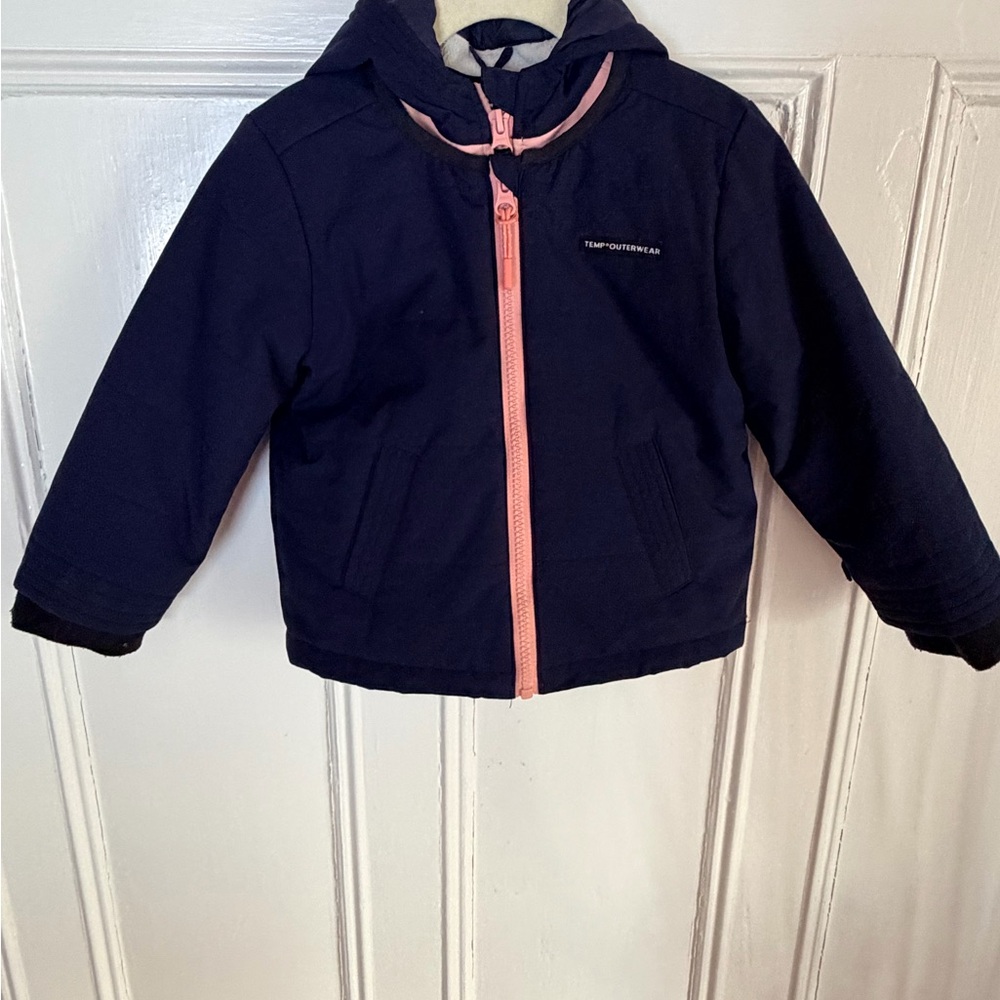 Tempo Outerwear Kids Duo Navy and Pink 3 in 1 Carseat Safe Coat